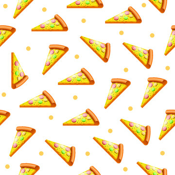 Seamless Pattern Abstract Elements Pizza Fast Food Vector Design Style Background Illustration