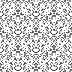 Geometric vector pattern with triangular elements. Seamless abstract ornament for wallpapers and backgrounds. Black and white colors. 