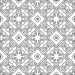 Geometric vector pattern with triangular elements. Seamless abstract ornament for wallpapers and backgrounds. Black and white colors. 