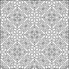  Geometric vector pattern with triangular elements. Seamless abstract ornament for wallpapers and backgrounds. Black and white colors. 