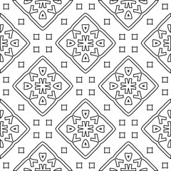  Geometric vector pattern with triangular elements. Seamless abstract ornament for wallpapers and backgrounds. Black and white colors. 