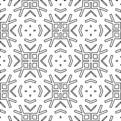  Geometric vector pattern with triangular elements. Seamless abstract ornament for wallpapers and backgrounds. Black and white colors. 