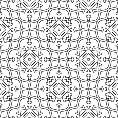  Geometric vector pattern with triangular elements. Seamless abstract ornament for wallpapers and backgrounds. Black and white colors. 