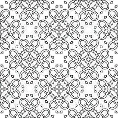  Geometric vector pattern with triangular elements. Seamless abstract ornament for wallpapers and backgrounds. Black and white colors. 