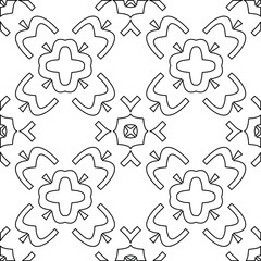  Geometric vector pattern with triangular elements. Seamless abstract ornament for wallpapers and backgrounds. Black and white colors. 