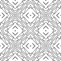  Geometric vector pattern with triangular elements. Seamless abstract ornament for wallpapers and backgrounds. Black and white colors. 