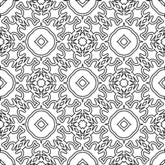  Geometric vector pattern with triangular elements. Seamless abstract ornament for wallpapers and backgrounds. Black and white colors. 