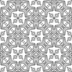  Geometric vector pattern with triangular elements. Seamless abstract ornament for wallpapers and backgrounds. Black and white colors. 