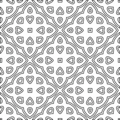  Geometric vector pattern with triangular elements. Seamless abstract ornament for wallpapers and backgrounds. Black and white colors. 