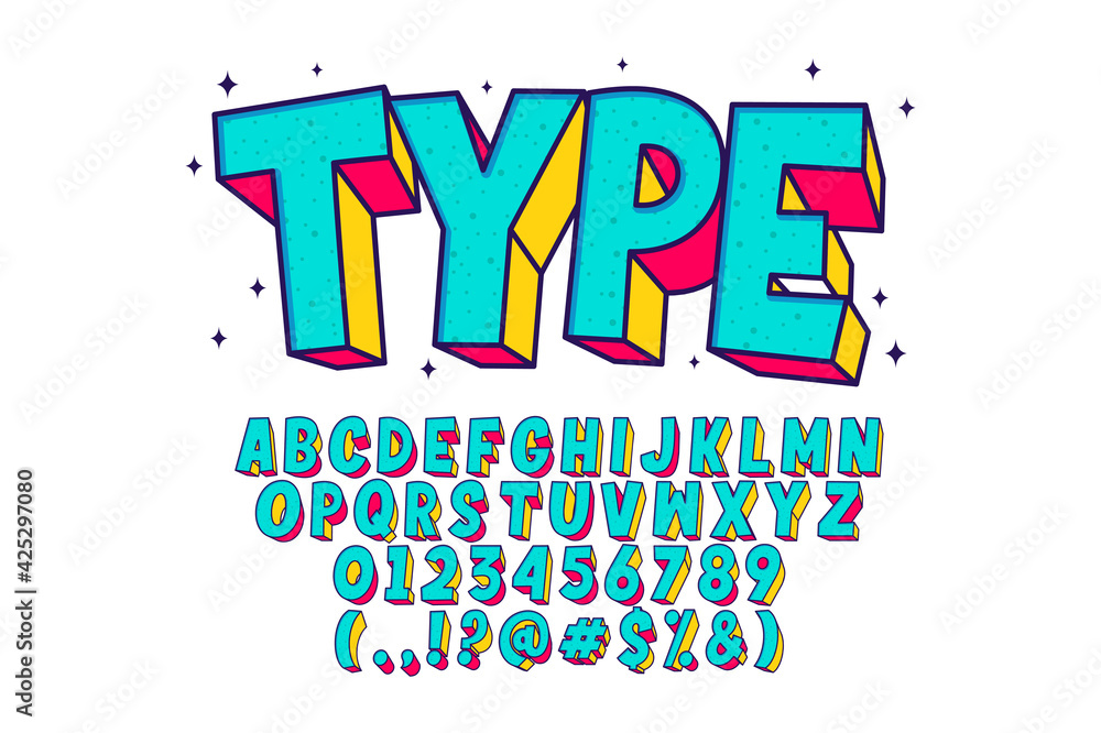 Poster fancy cartoon text effect with halftone pattern