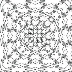  Geometric vector pattern with triangular elements. Seamless abstract ornament for wallpapers and backgrounds. Black and white colors. 