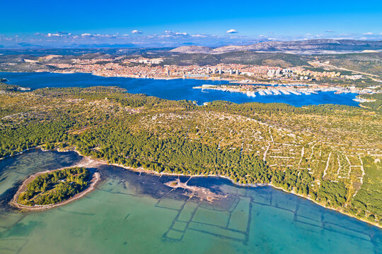 Sibenik. Aerial panoramic view of town of Sibenik