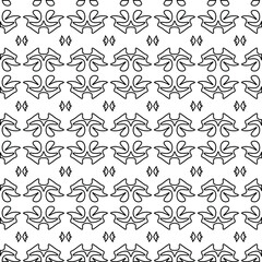  Geometric vector pattern with triangular elements. Seamless abstract ornament for wallpapers and backgrounds. Black and white colors. 