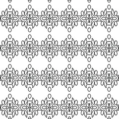  Geometric vector pattern with triangular elements. Seamless abstract ornament for wallpapers and backgrounds. Black and white colors. 