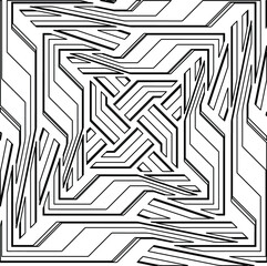  Geometric vector mandala with triangular elements. abstract ornament for wallpapers and backgrounds. Black and white colors. 