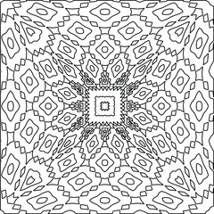  Geometric vector mandala with triangular elements. abstract ornament for wallpapers and backgrounds. Black and white colors. 