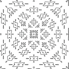  Geometric vector mandala with triangular elements. abstract ornament for wallpapers and backgrounds. Black and white colors. 