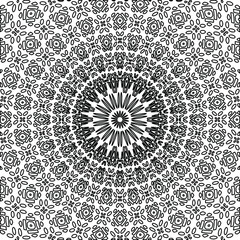 Geometric vector mandala with triangular elements. abstract ornament for wallpapers and backgrounds. Black and white colors. 
