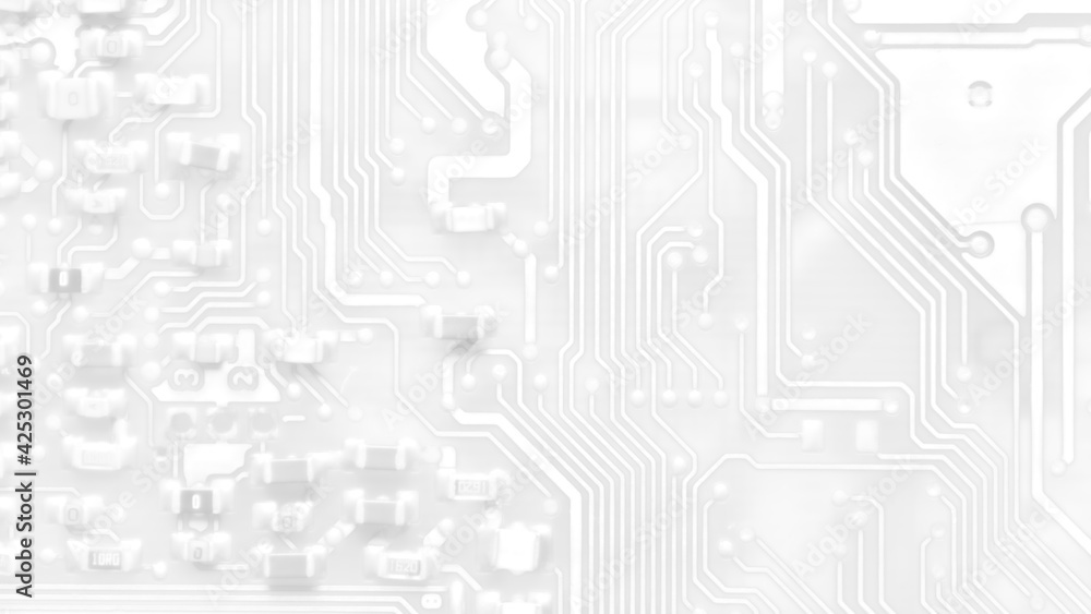 Fototapete white texture background of printed circuit board. computer technology background. information tech.