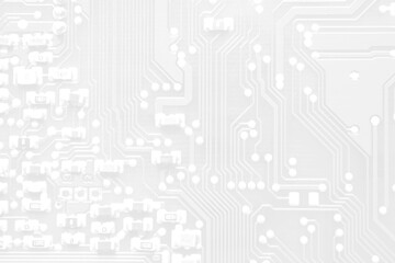 White texture background of printed circuit board. Computer technology background. Information...