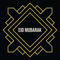 Islamic gold pattern ornament for Eid Mubarak greeting card. Vector in line art style with space for text in Eps