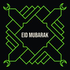 Obraz premium Islamic greenish pattern ornament for Eid Mubarak greeting card. Vector in line art style with space for text in Eps 8