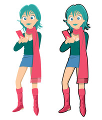 ロングマフラー,スマホ,girls 