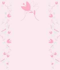 vector greeting card with flowers. a flat image of a wedding card with a variety of colors. background with flowers and leaves