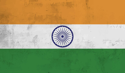Grunge India flag. India flag with waving grunge texture.