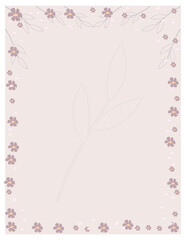 vector greeting card with flowers. a flat image of a wedding card with a variety of colors. background with flowers and leaves