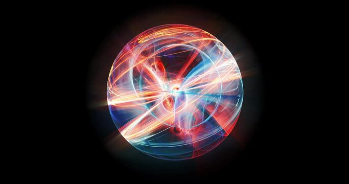 Colorful glowing spinning energy ball, 2160p, 16-bit, computer generated 3D render