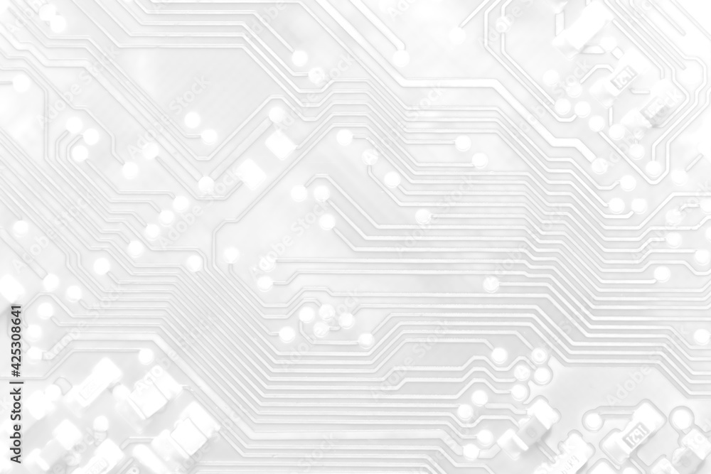Fototapete white texture background of printed circuit board. computer technology background. information tech.