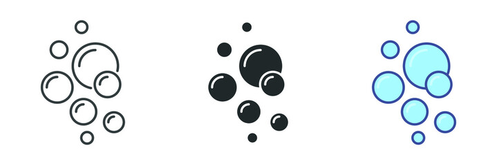 Bubble icon in filled, outline style. Clear water splash. Soap foam, fizzy drink, oxygen bubble pictogram symbol. Fresh aqua drop for wet symbol. Vector illustration design on white background. EPS 10