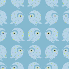 Spotted bluebird on a seamless pattern