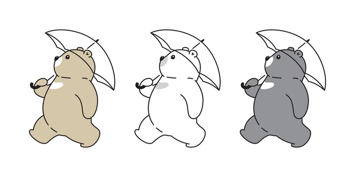 Bear vector polar bear icon umbrella logo teddy cartoon character symbol doodle illustration design