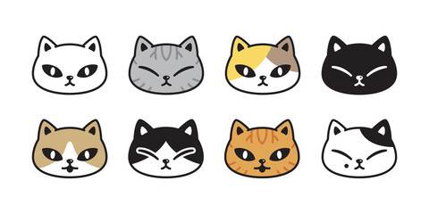 Obraz premium cat vector kitten calico icon pet breed head character cartoon doodle symbol illustration design