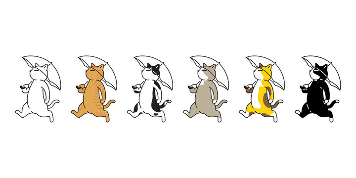 cat vector kitten icon calico umbrella logo pet breed cartoon character sport doodle symbol illustration design
