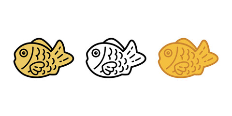 fish vector icon Taiyaki bakery food snack salmon tuna cartoon symbol illustration doodle design