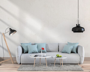 Living room interior in modern style, 3d render