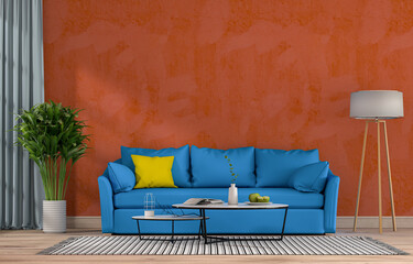 Living room interior in modern style, 3d render