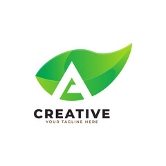 Nature Green Leaf Letter A Logo Design. monogram logo. Green Leaves Alphabet Icon. Usable for Business, Science, Healthcare, Medical and Nature Logos.Flat Vector Logo Design Template Element. Eps10 
