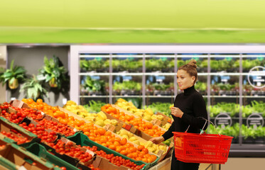 Woman buying fruits at the market