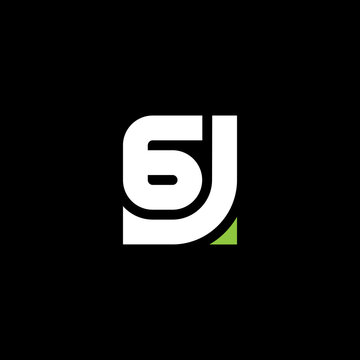 6J or J6 - logotype. Design element or icon. Letter J and number 6 - logo.