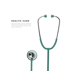 Stothoscope. Health care banner template. Vector illustration