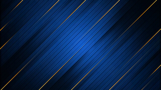 Abstract blue background with gold stripes 