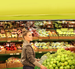 Woman buying fruits at the market