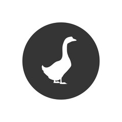 Goose vector silhouette white icon. Vector