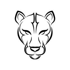 Black and white line art of cougar head. Good use for symbol, mascot, icon, avatar, tattoo, T Shirt design, logo or any design you want.