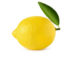 lemon with leaf isolate on white background