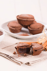 Pasticciotto cake with chocolate filling.
